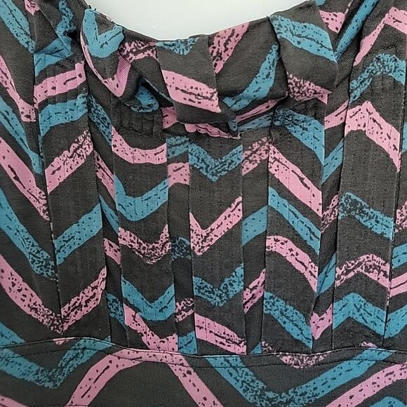 Marc By Marc Jacobs Silk Blend Chevron Pleated Dress, S - Picture 5 of 8